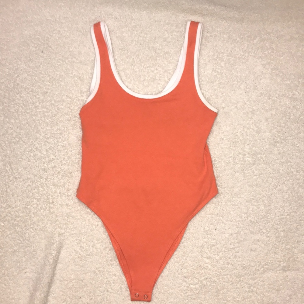 Orange with white Stripe Body Suit